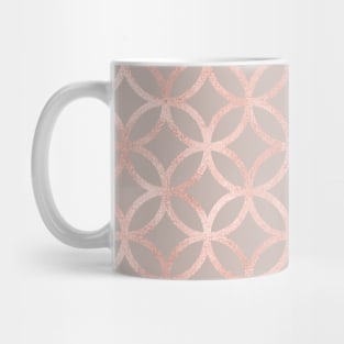 Abstract Pink Gray Metallic Circle Diamond Pattern Mug